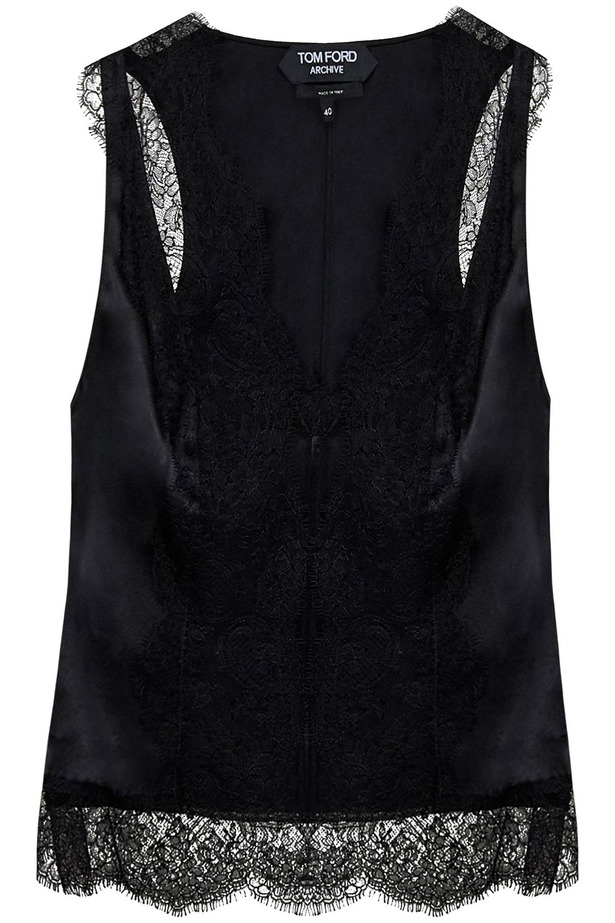 Tom ford satin tank top with chantilly lace