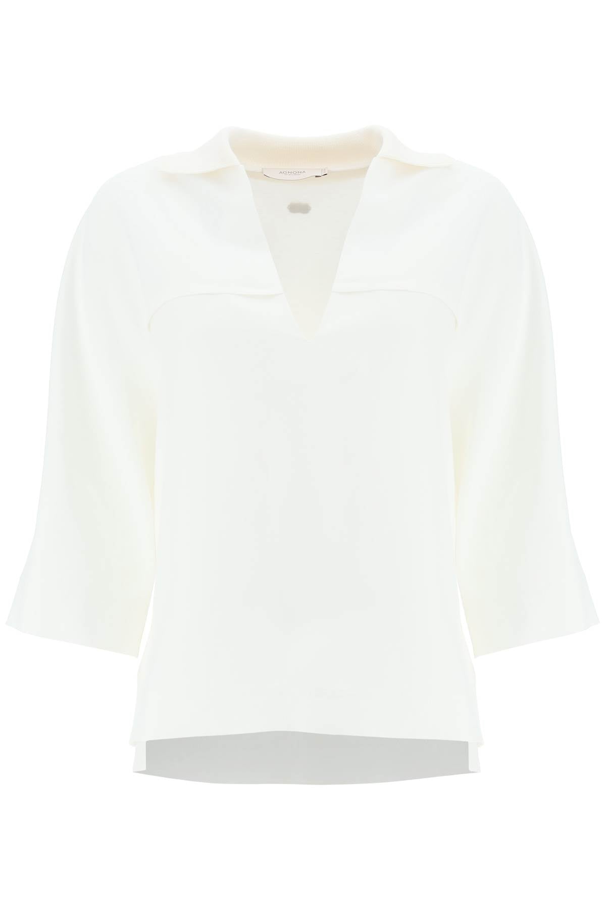 Agnona linen viscose polo blouse