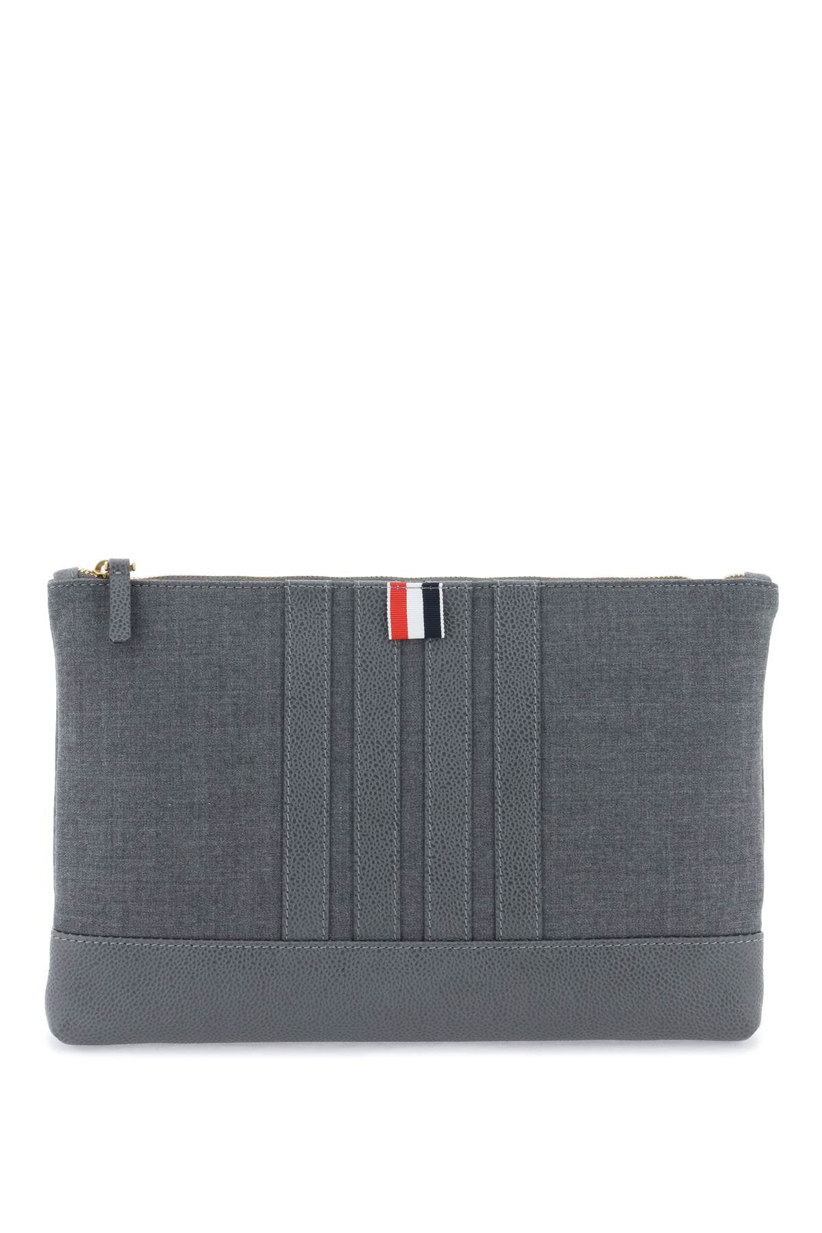Thom browne wool 4-bar pouch