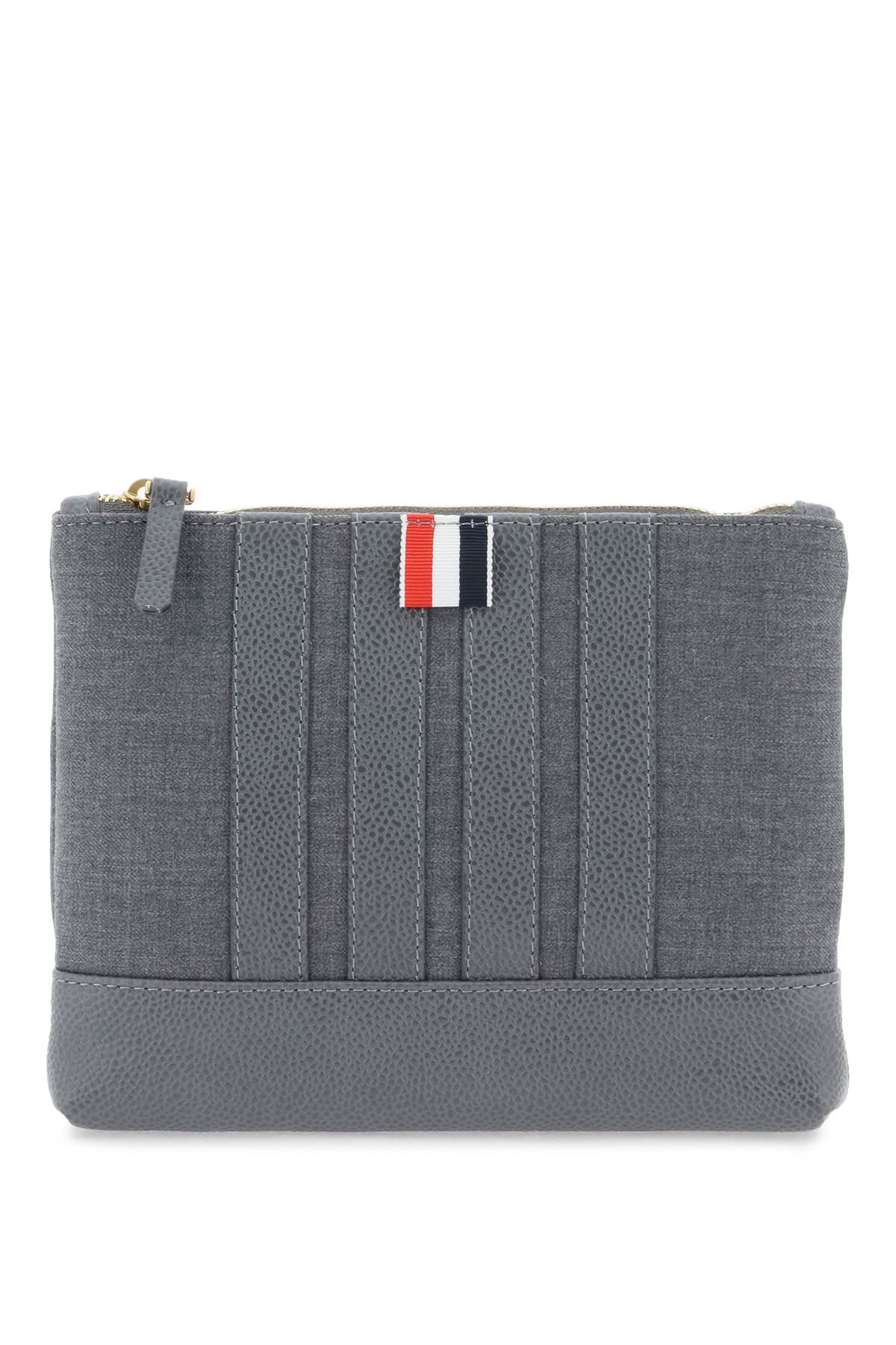 Thom browne wool 4-bar small pouch