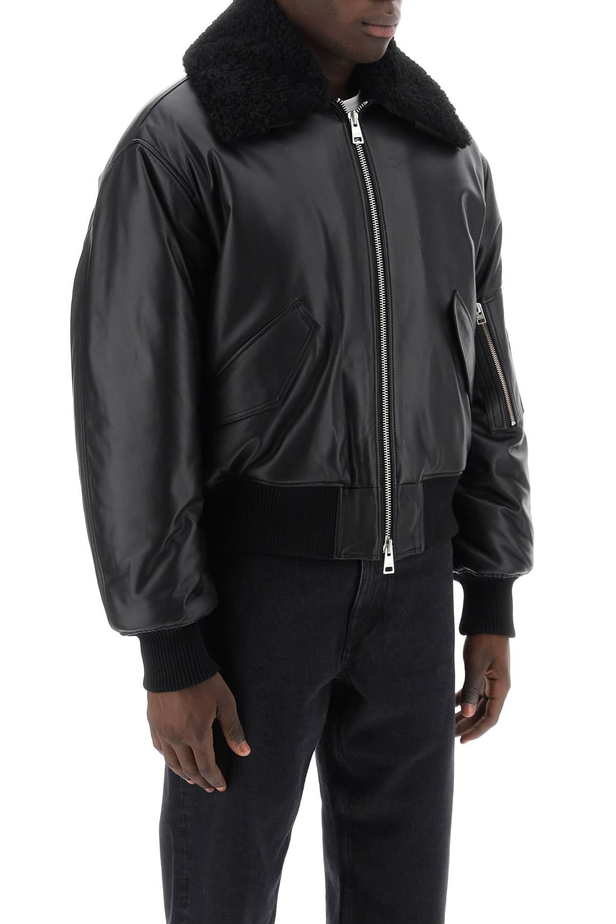 Ami paris leather bomber jacket