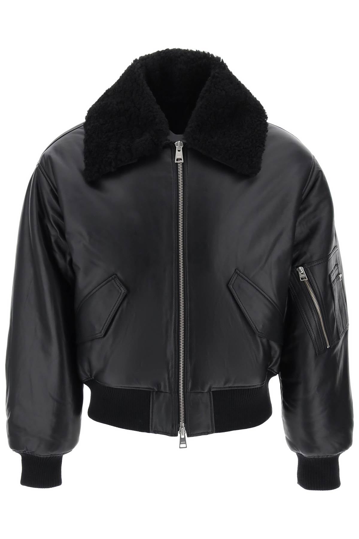 Ami paris leather bomber jacket