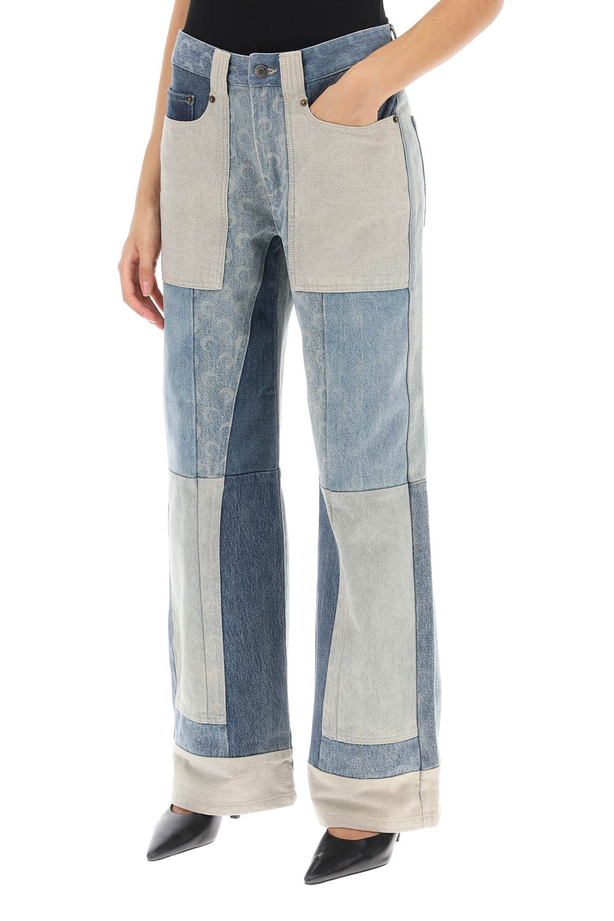 Marine serre regenerated wide-leg jeans