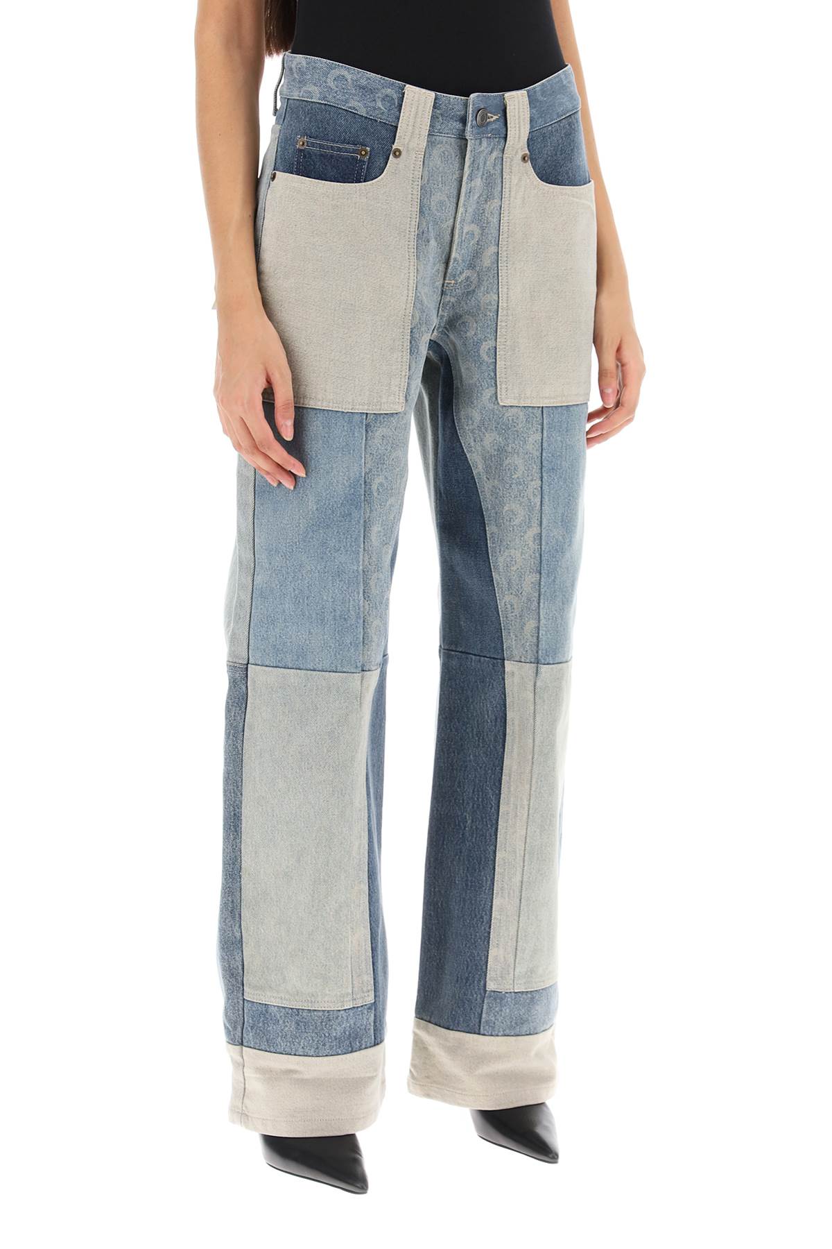 Marine serre regenerated wide-leg jeans