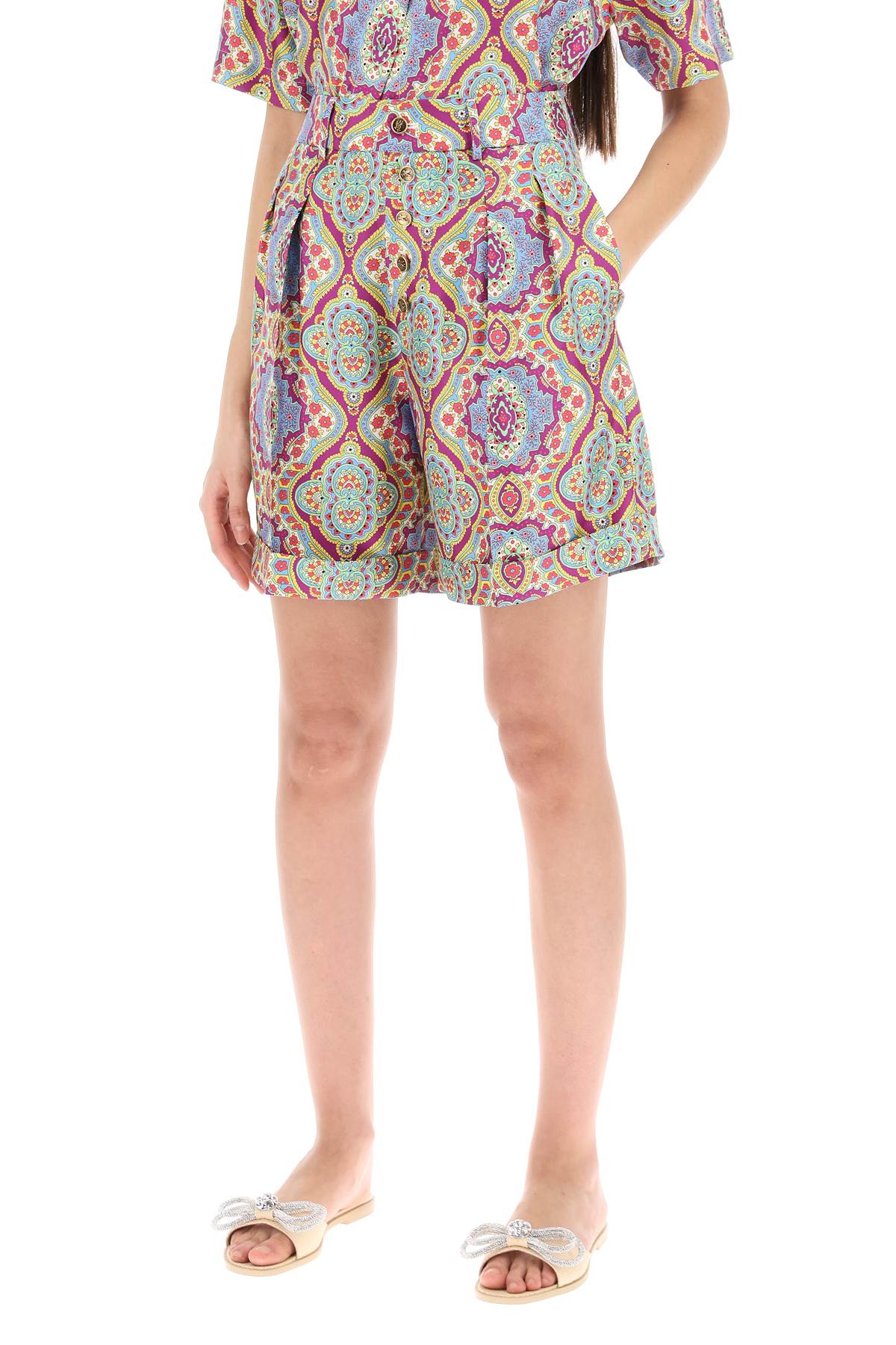 Etro printed silk shorts set