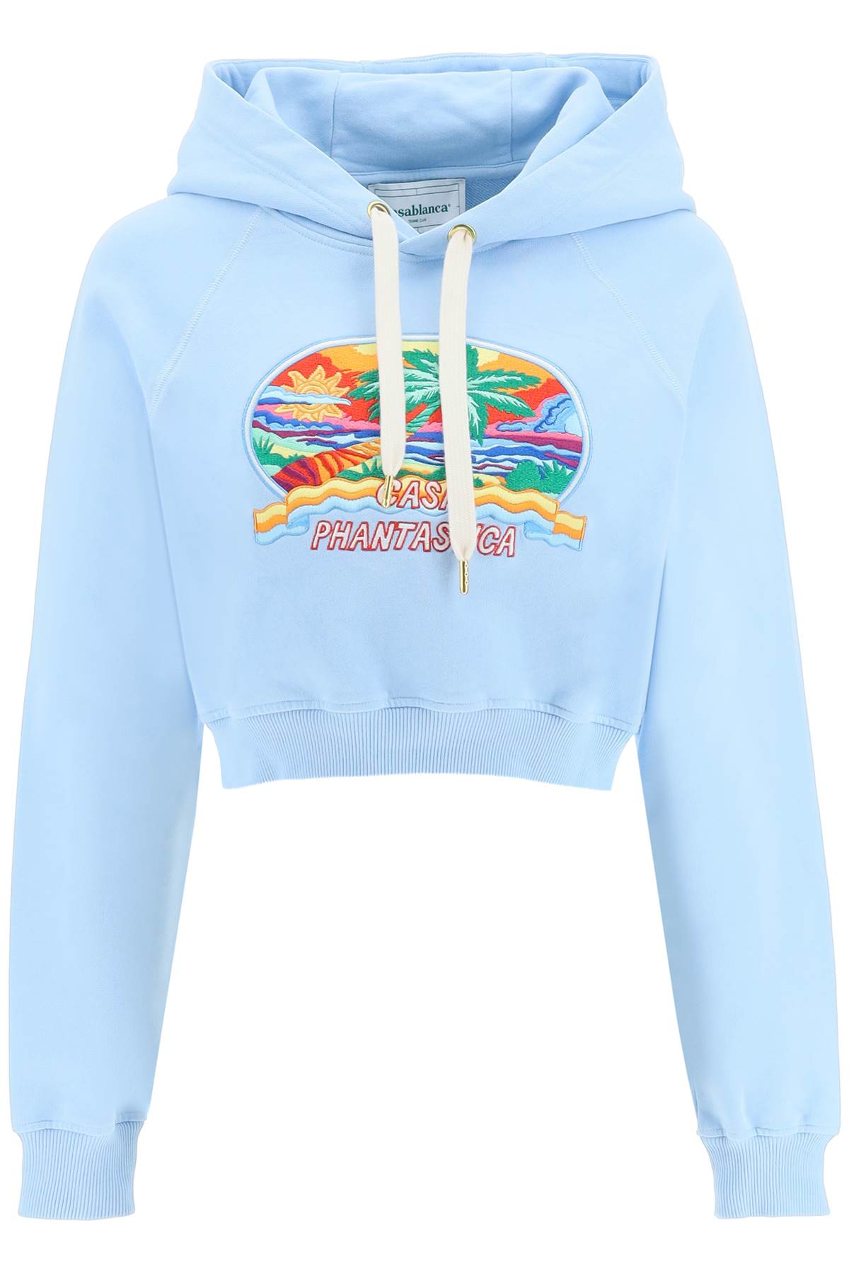 Casablanca 'casa phantastica' cropped hoodie in organic cotton