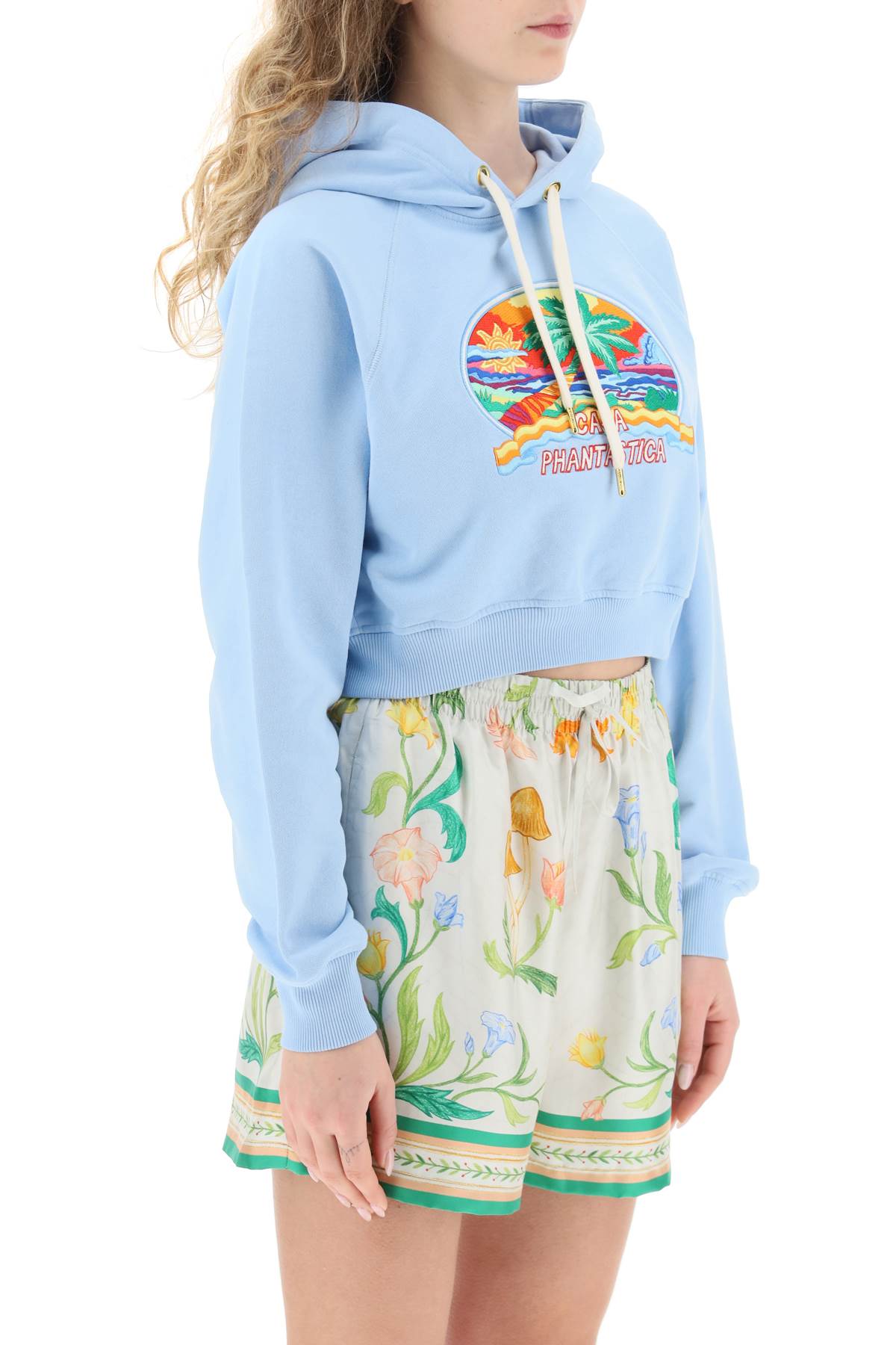 Casablanca 'casa phantastica' cropped hoodie in organic cotton